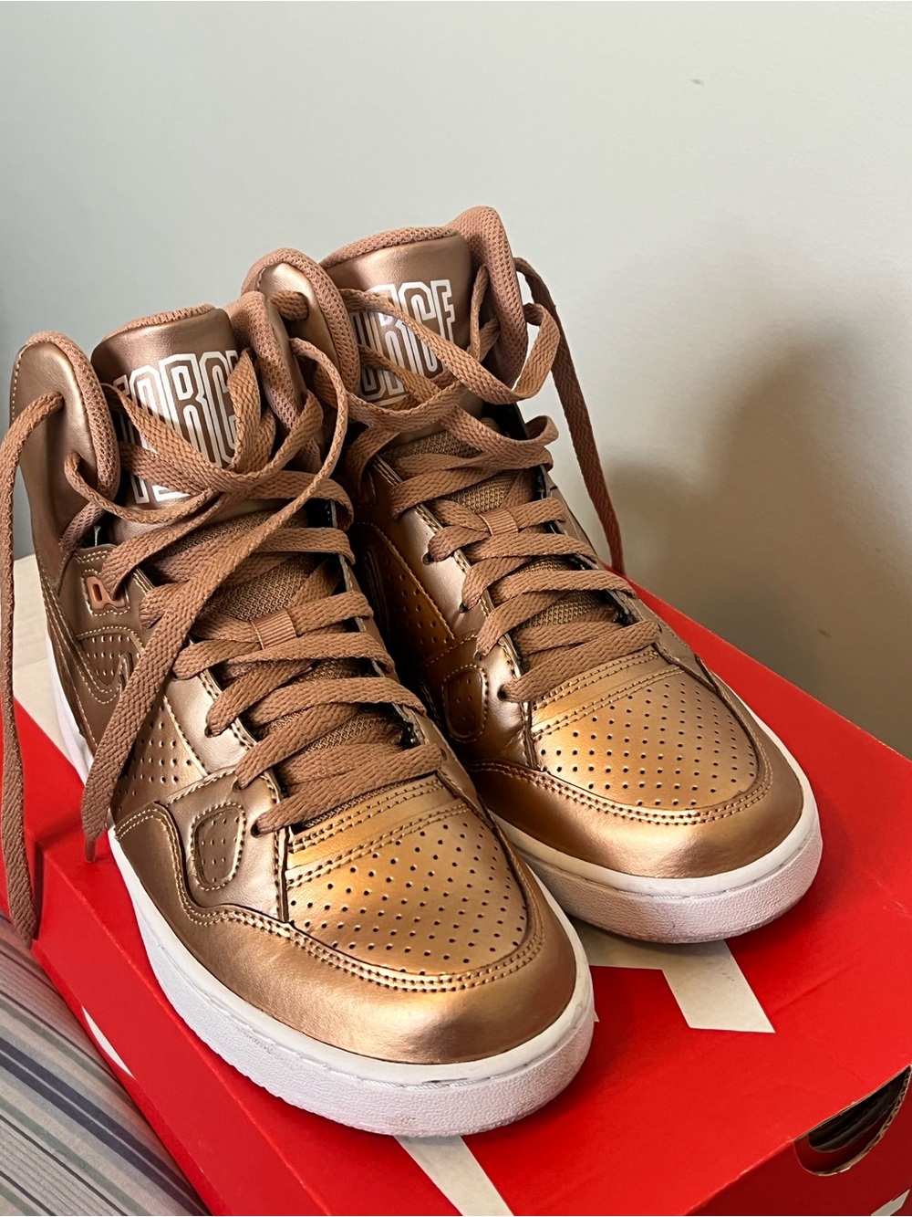 Nike Women's Metallic Bronze High-Top Sneakers - Bronze